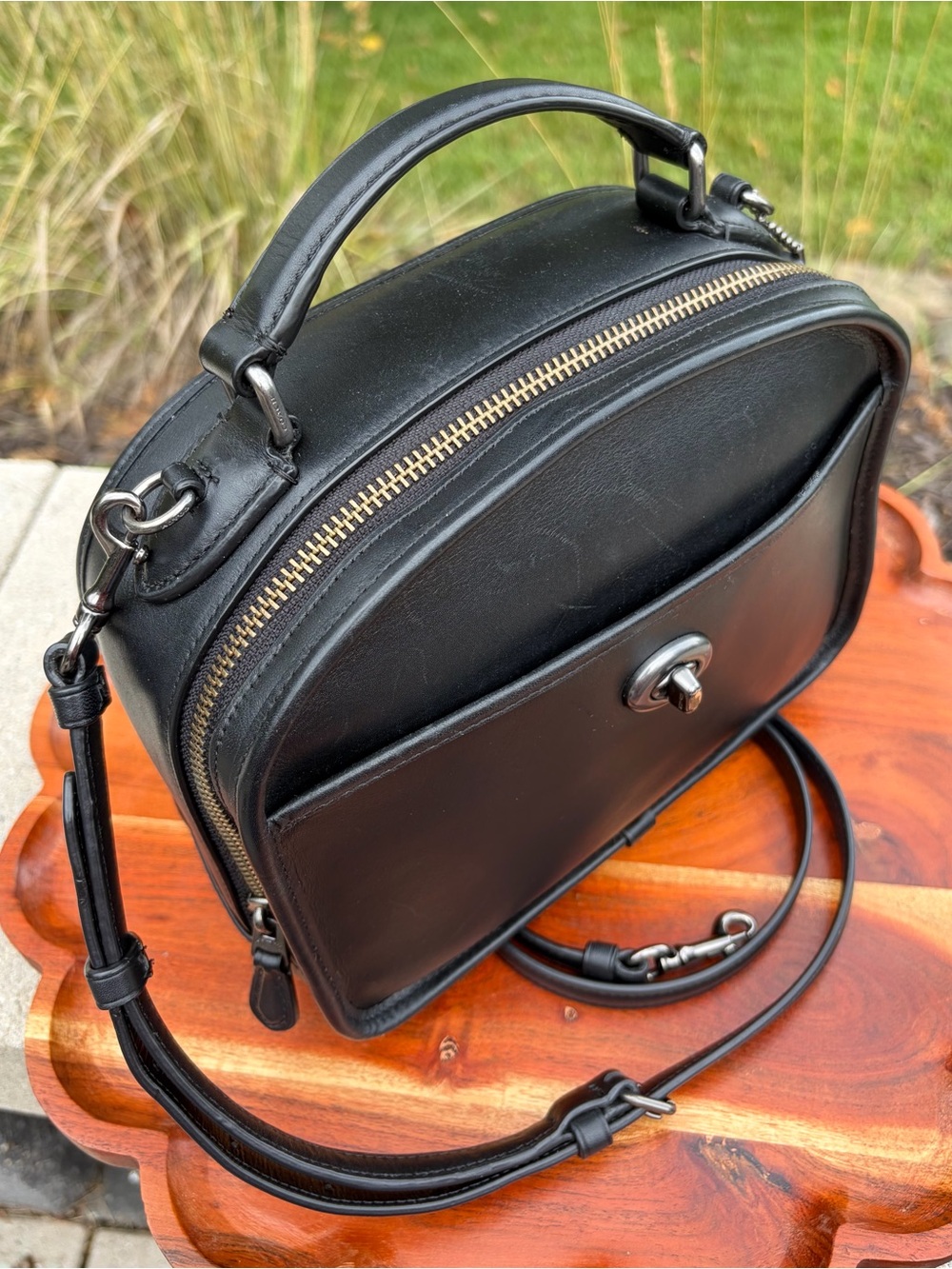 Coach Archive Retro Lunch Pail Black Leather Top handle Crossbody F11785 - Picture 4 of 17